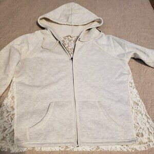 HEM & Thread Heather Gray Hoodie w/full lace back